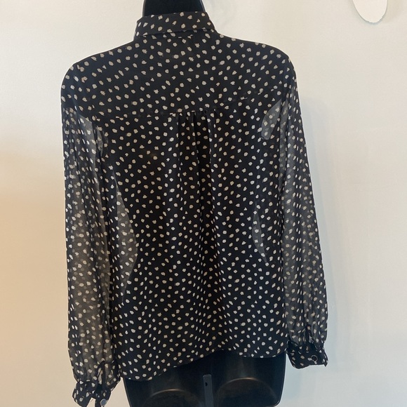 Iris Los Angeles Women’s Sheer Black Cream button up Blouse Size S - Picture 3 of 7